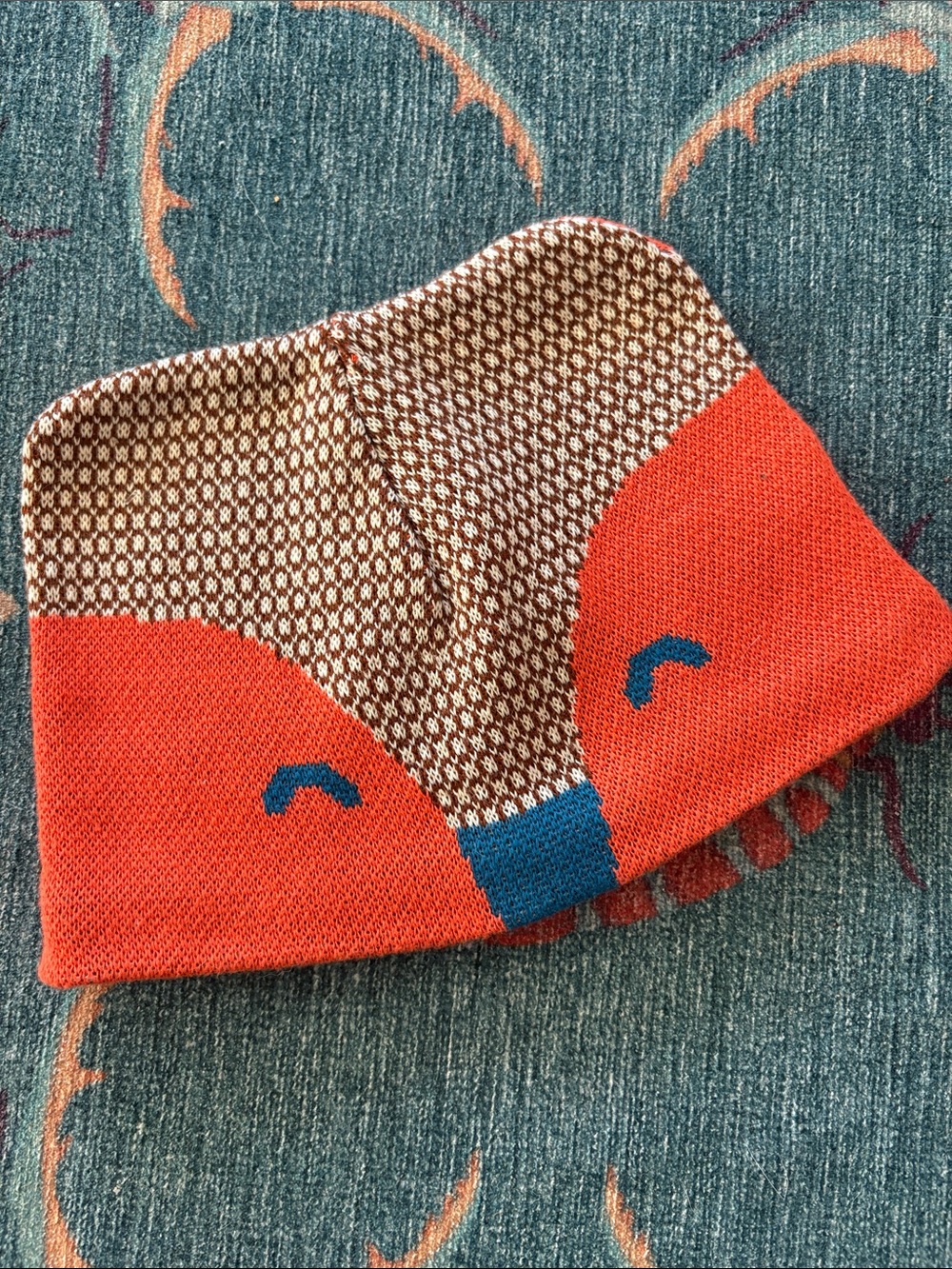Patagonia Kids Fox Knit Beanie Hat - Red, Brown & Blue 5T